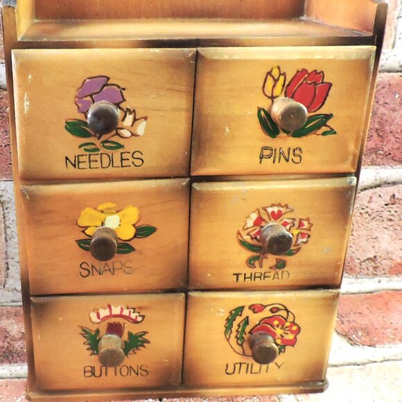 Vintage Hanging Sewing Cabinet 6 Drawer Shelf Home Decor Storage Crafts Japan - Picture 2 of 9